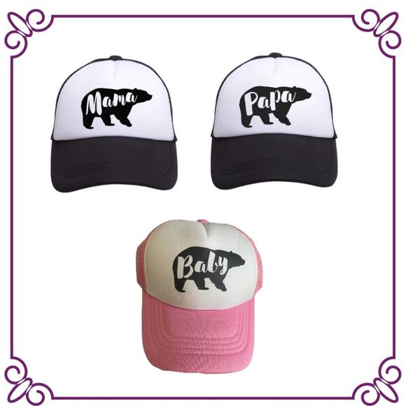 THREE California Bear Trucker Hats Mom Dad & Baby NEW - Picture 1 of 8